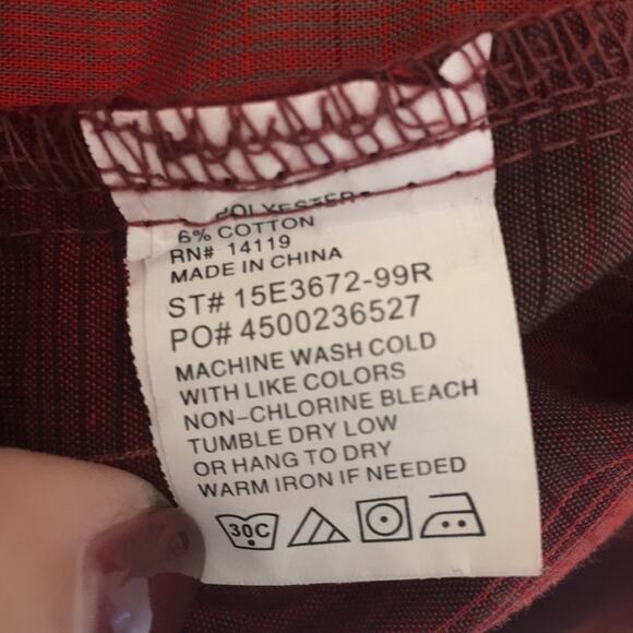 PLAINS Westernwear men's button down shirt red SIZE SMALL - Picture 9 of 12